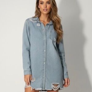 CDM Distressed Denim Shirt S